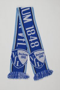 Blauer Strickschal mit dem Logo des VfL Bochum und der Jahreszahl 1848.