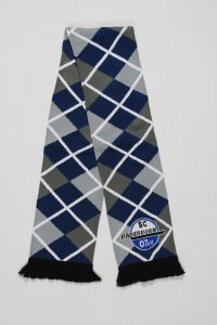 SC Paderborn Fan-Schal mit Rauten-Muster in Blau, Grau und Schwarz.