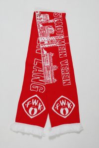 Roter Schal mit dem F.W.K. Logo und dem Schriftzug 'Stadt mein Verein' in weißer Schrift.
