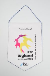 Wimpel des KTF Wyland mit Datum und Veranstaltungshinweisen für einen Vereinswettkampf.