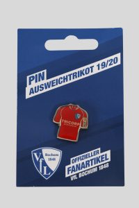 Pin in Form eines Ausweichtrikots des VfL Bochum mit dem Logo und der Aufschrift Tricorp.