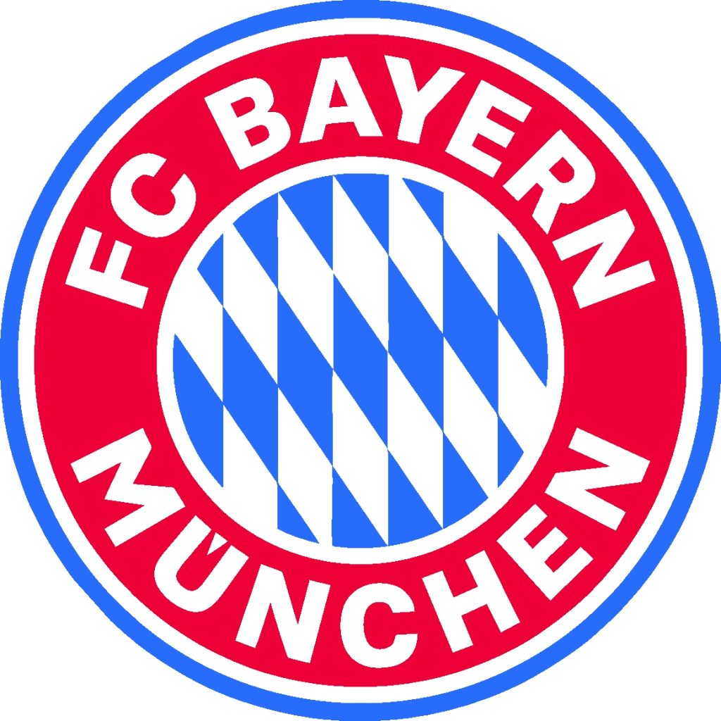 Logo des FC Bayern München mit rot-weißem Design und blau-weißer Raute.